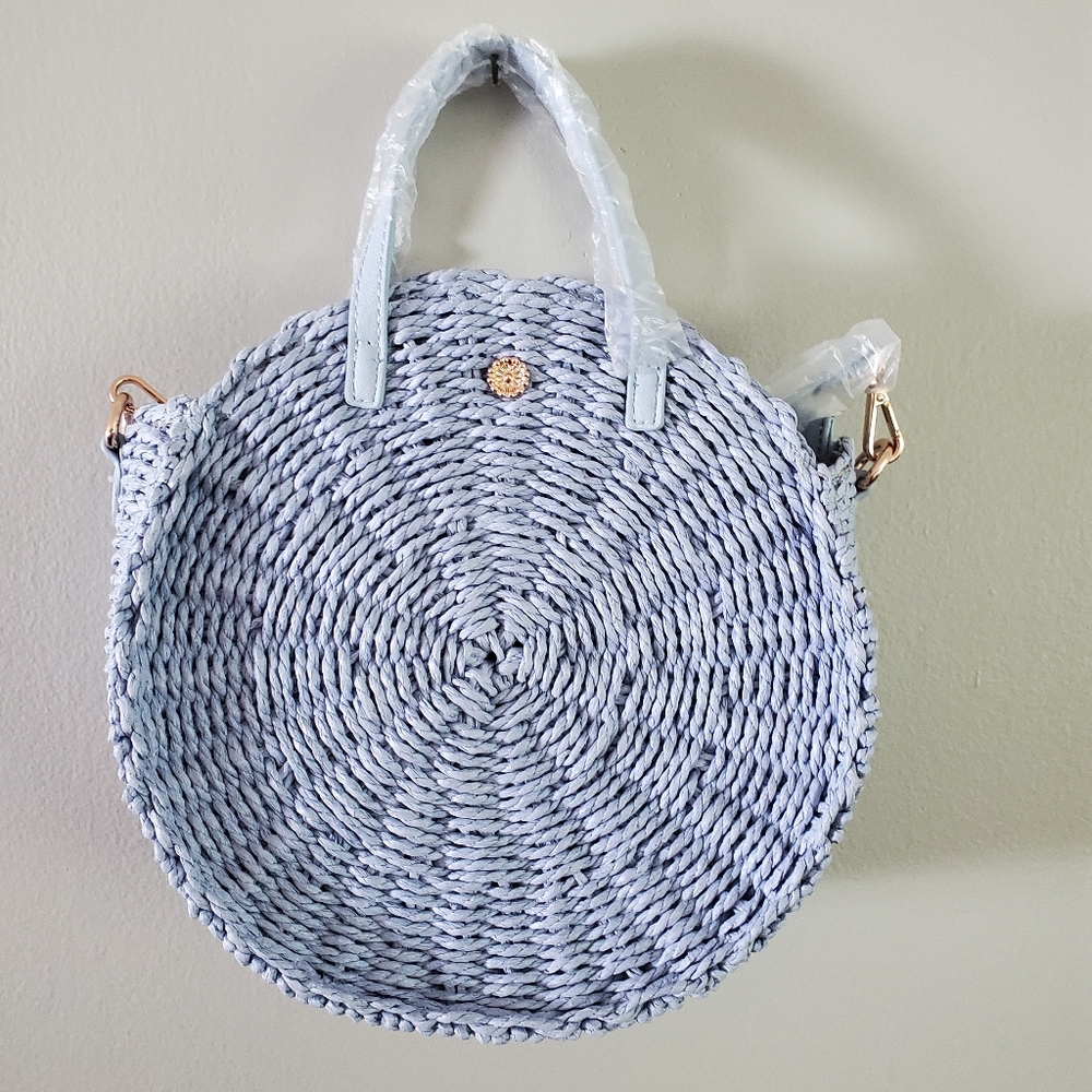 LC Lauren Conrad Light Blue Woven Crossbody Bag